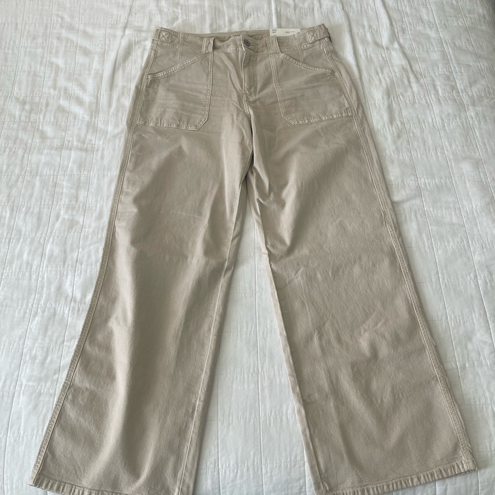 Beige Wide-Leg Pants